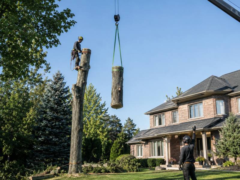 Churchill Meadows Tree Service crew standing beside their work truck